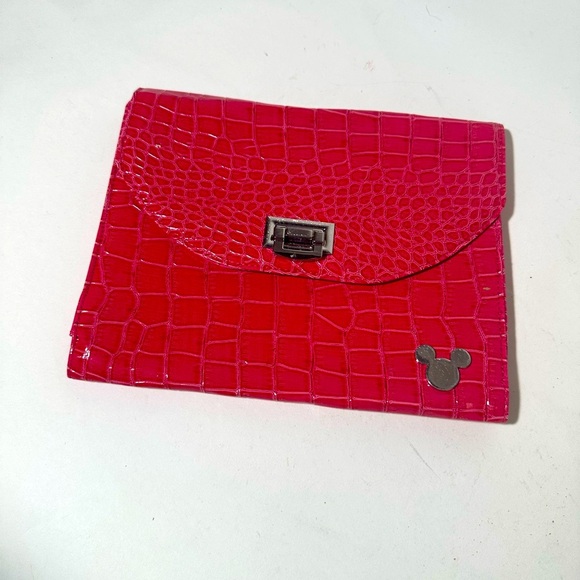 Red Crocodile Embossed Wallet with Mickey Mouse Detail - Picture 1 of 7